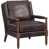 Andi Accent Chair in Crystal Charcoal Gray Leather & Dark Brown Wood